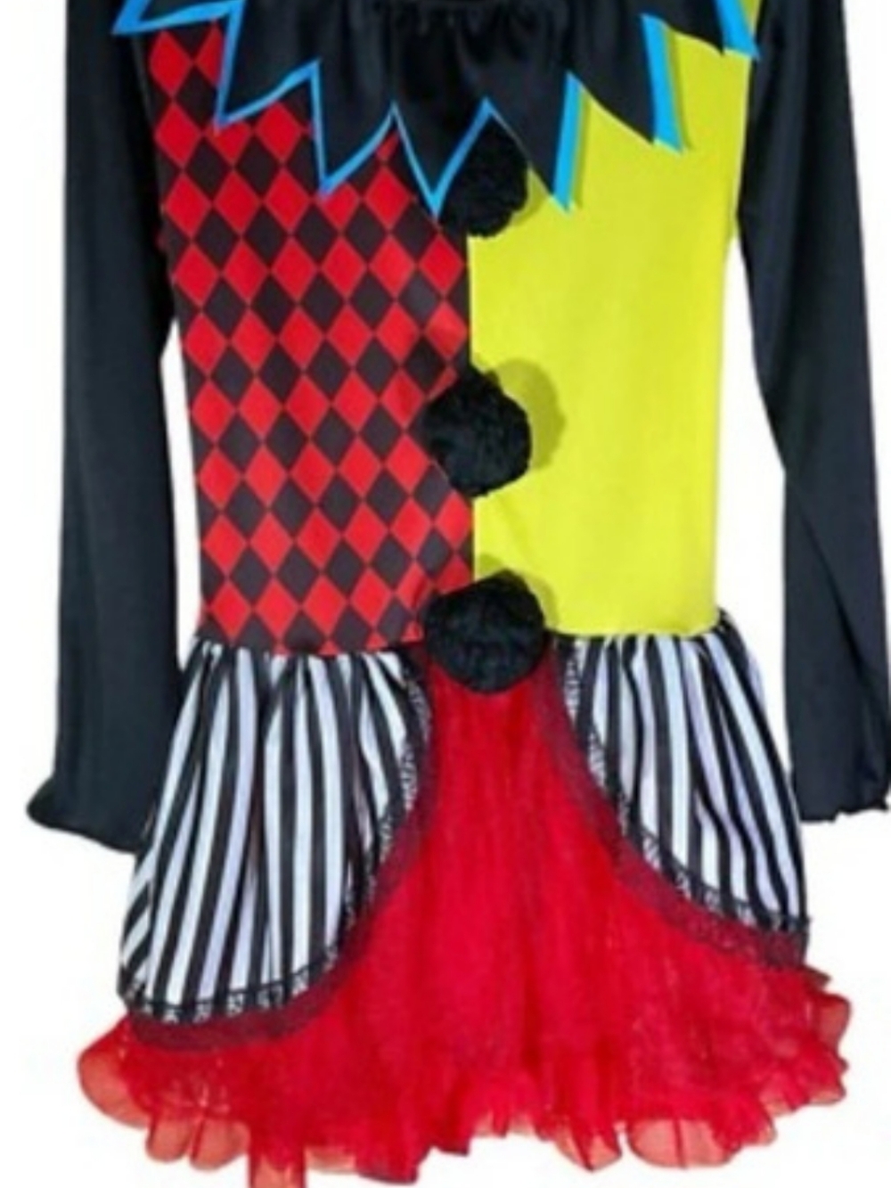 Women's Harlequin Clown Costume Mini Dress Like New Medium All Assesories Inc